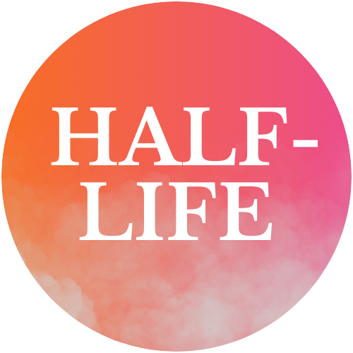 Cover for the story Half-Life with pink and orange background